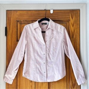 Harve Benard Light Pink 100% Cotton Corduroy Button Up Shirt, Women’s Size M